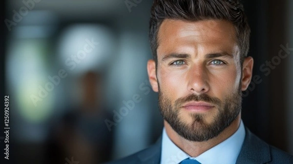 Fototapeta Portrait of a confident and well dressed professional man exuding an air of authority and success in his modern corporate attire