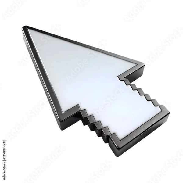 Obraz Modern white and black metallic cursor arrow pointer icon design 3d web on transparent background