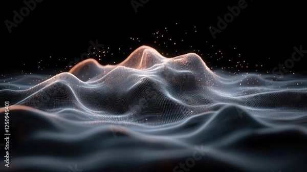 Obraz 3d rendered visualization of a computer generated wave of light and quantum energy field