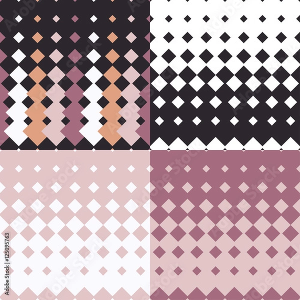 Fototapeta Set of 4 seamless vector backgrounds with abstract geometric pattern. Print. Repeating background. Cloth design, wallpaper.