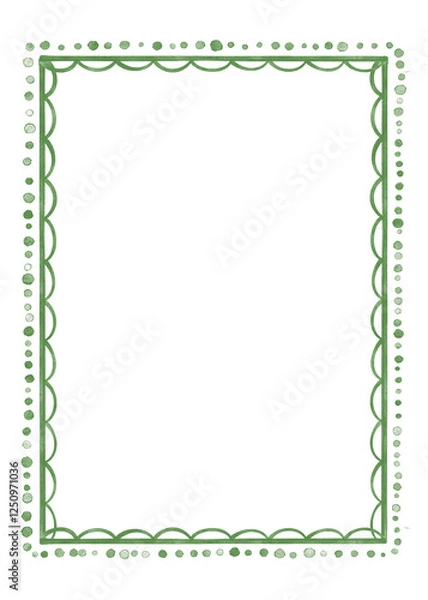 Obraz Watercolor simple frame with green pattern forming a rectangular border.