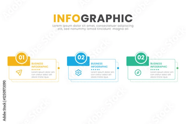 Fototapeta Business infographic design template with icons and 3 options. Can be used for process diagram, presentations, workflow layout, banner, flow chart.