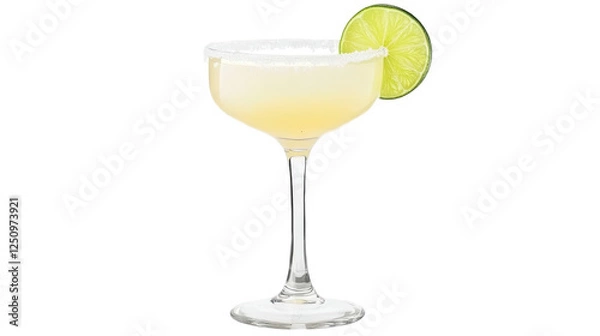 Obraz Cinco de Mayo PNG file of a flat vector margarita glass with a lemon slice, representing festive Mexican cocktails, isolated on white background