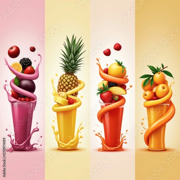 Obraz Fruity Smoothies Collection generative AI 