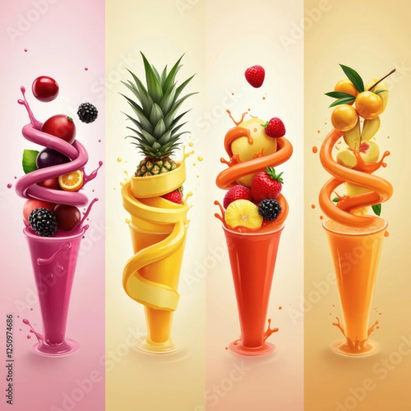 Fototapeta Fruity Fusion Smoothies generative AI