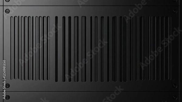Fototapeta Abstract dark metal plate with barcode-like pattern.