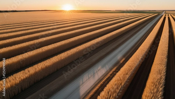 Obraz railroad tracks in sunset