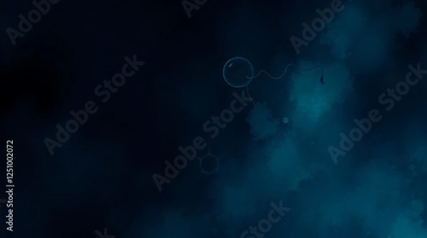 Obraz Abstract AI background, eerie and creepy atmosphere, dark tones, unsettling details in cool blues, greens, and purples, abstract style, Created using Generative Ai