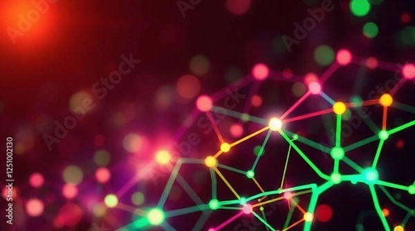 Obraz Abstract AI background, glowing bioluminescent colors, vibrant glow, natural light effects, Created using Generative Ai