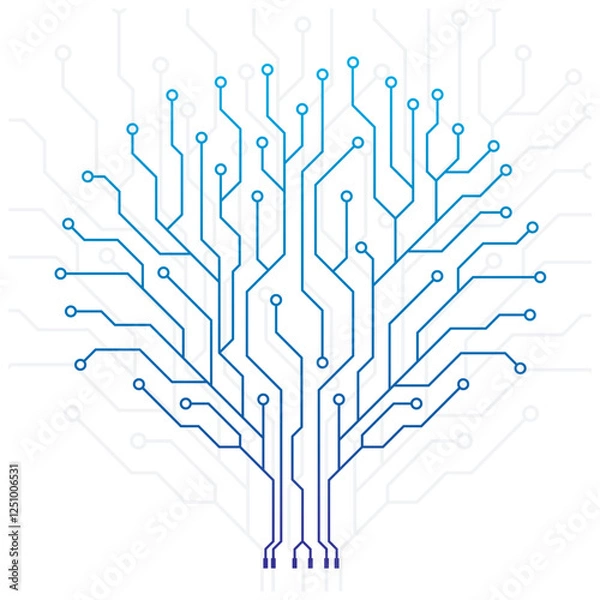 Fototapeta Abstract Creative Modern Circuit Board Technology Tree Vector Design on White Background.