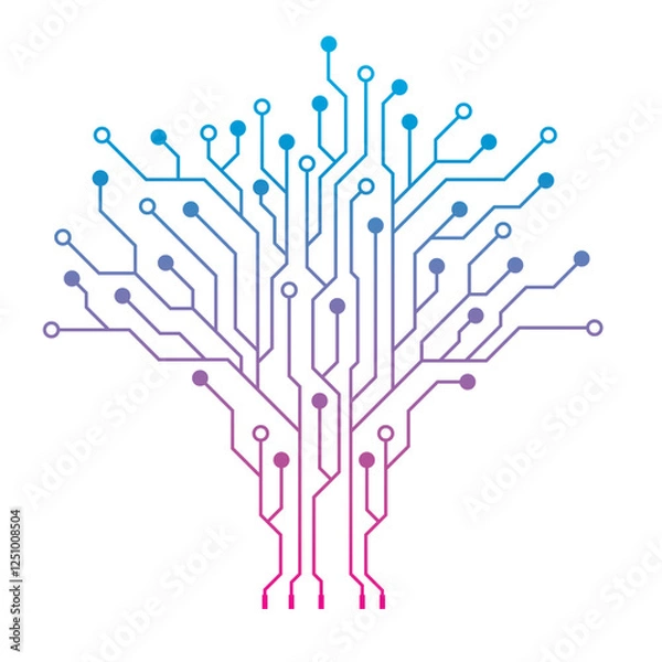 Fototapeta Abstract Creative Modern Circuit Board Technology Tree Vector Design on White Background.