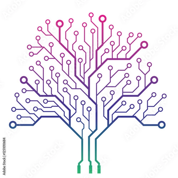 Fototapeta Abstract Creative Modern Circuit Board Technology Tree Vector Design on White Background.