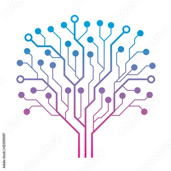 Fototapeta Abstract Creative Modern Circuit Board Technology Tree Vector Design on White Background.