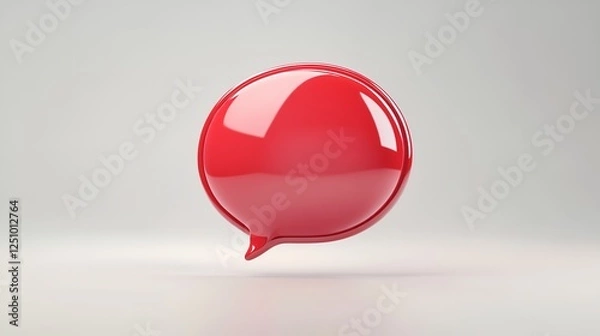 Obraz 3D red speech bubble icon on a white background, speech bubble, chat, communication