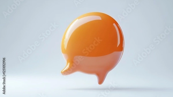 Obraz 3D orange speech bubble icon on a white background, speech bubble, chat, communication