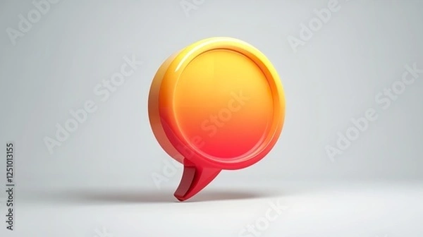 Obraz 3D orange speech bubble icon on a white background, speech bubble, chat, communication