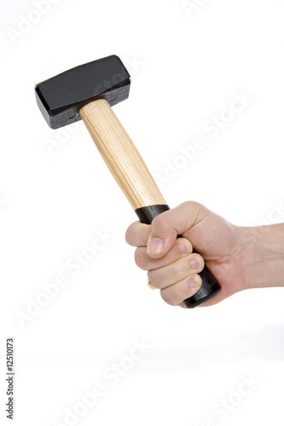 Obraz Holding a large hammer