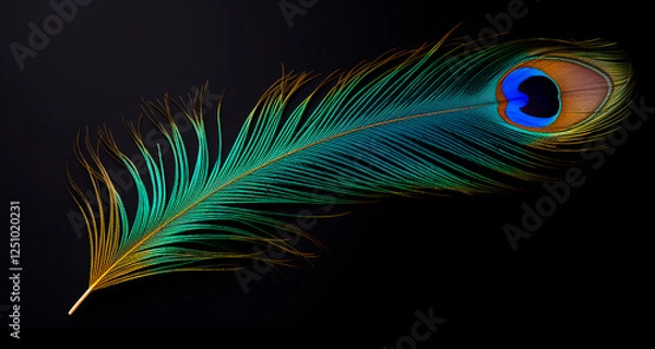 Fototapeta Peacock feather on black background