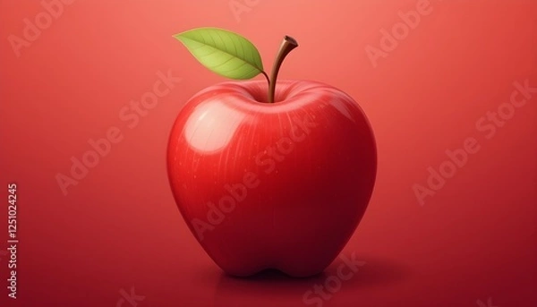 Obraz Red Apple on a Red Background