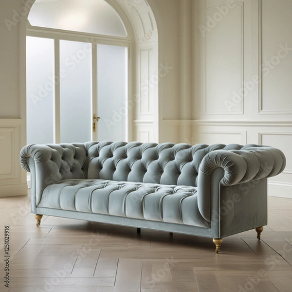 Obraz A couch is a soft, upholstered piece of furniture designed for sitting or lounging. It features cushions and armrests, often found in living rooms, providing comfort and relaxation for multiple people