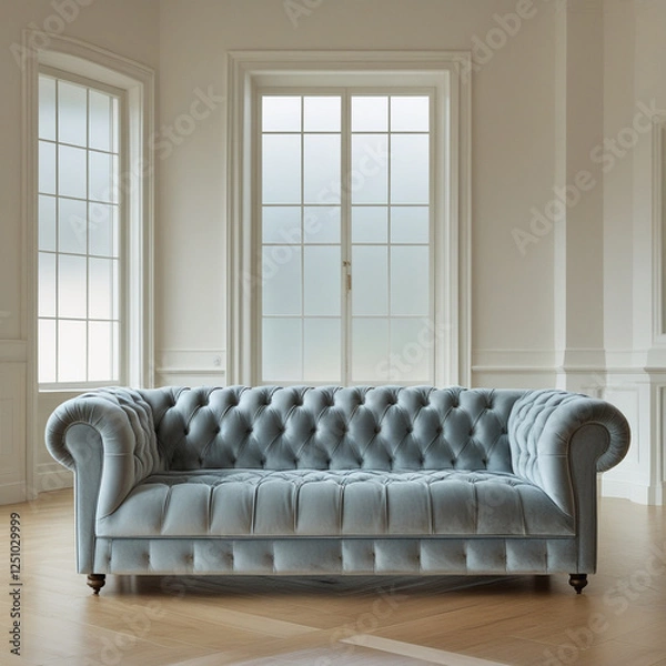 Obraz A couch is a soft, upholstered piece of furniture designed for sitting or lounging. It features cushions and armrests, often found in living rooms, providing comfort and relaxation for multiple people