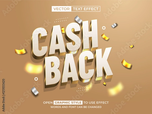Obraz cash back editable text, font effect, 3d text for title