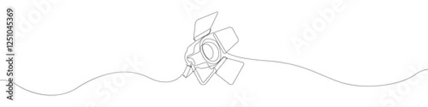 Fototapeta Line continuous drawing vector Searchlight icon. One line Theater spotlight icon vector background. Spotlight on a stand icon. Continuous outline of a Pendant spotlight icon.