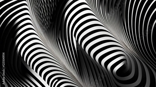 Fototapeta Surreal geometric style line art structure background