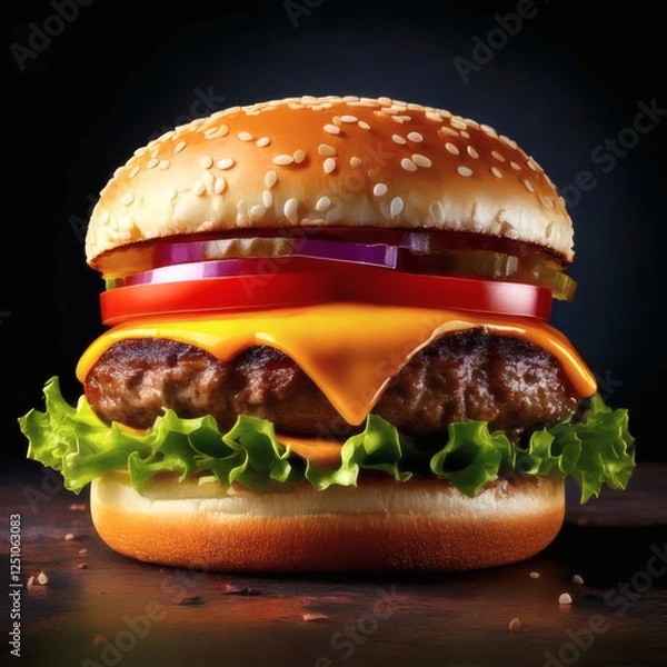 Fototapeta Juicy Cheeseburger 2 generative AI