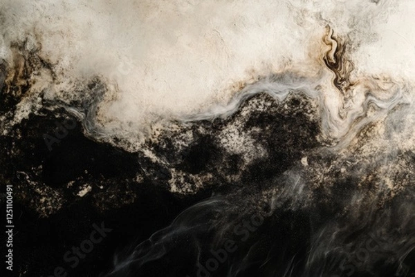 Fototapeta Blackened ceiling with smoke stains from fire damage in interior space. Generative AI