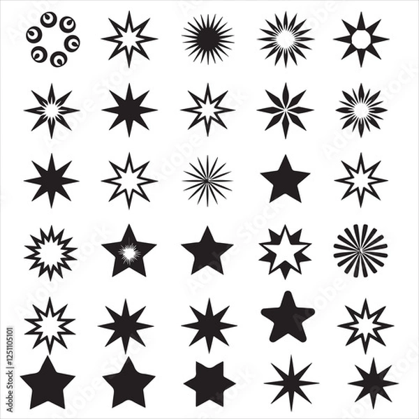 Obraz set of black vector VARIOUS STAR silhouette