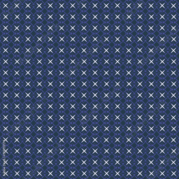 Obraz Dark Blue Seamless Geometric Pattern with White Crosses