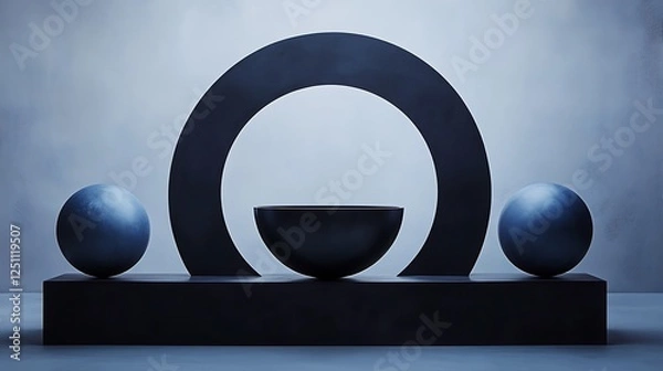 Fototapeta Abstract dark geometric display podium