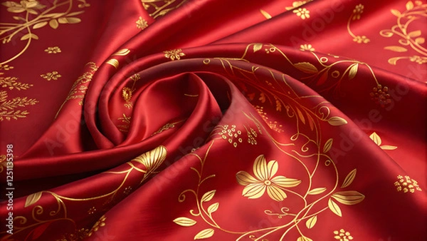 Obraz Luxurious red silk and velvet fabrics create a rich, textured background