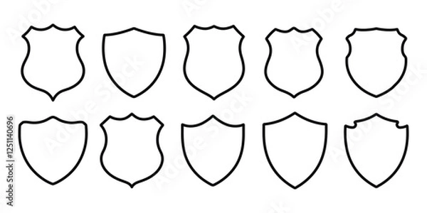 Fototapeta Security Shield Vector Line Icon Set. Security shield outline symbol. badge outline. heraldic outline. crest outline. 