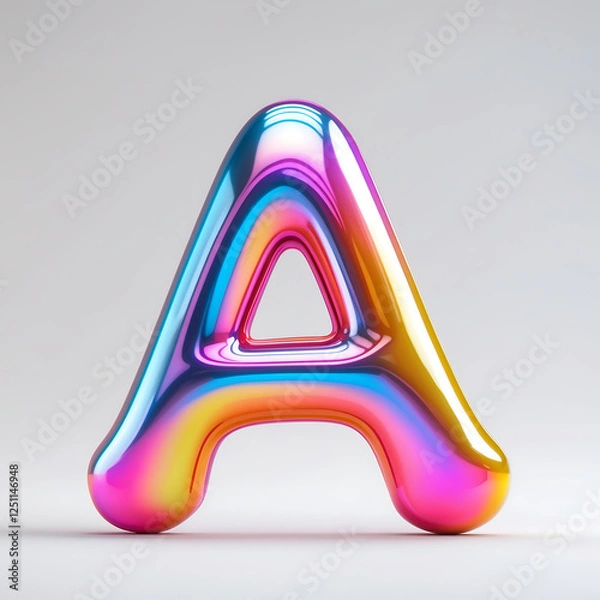 Fototapeta Shiny Rainbow Letter A Illustration Isolated on White Background