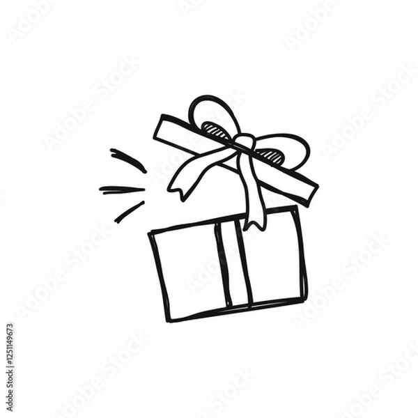 Obraz Opened Gift Box Doodle Hand drawn Illustration