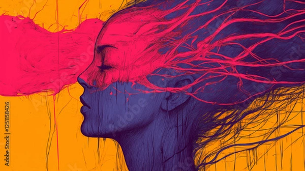 Obraz Vivid Abstract Expressionist Artwork Portraying Inner Turmoil