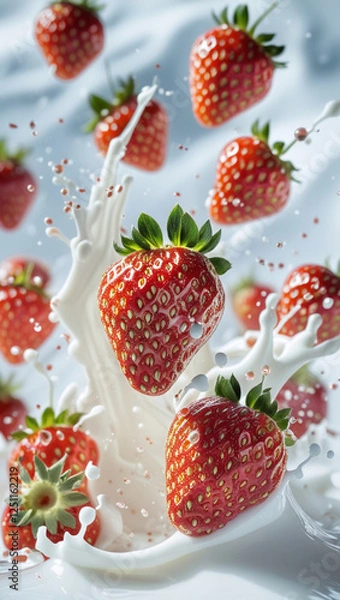 Obraz strawberries and milk