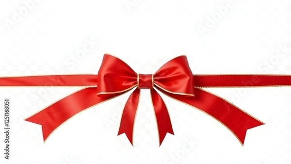 Obraz Red ribbon bow christmas gift wrapping present decor