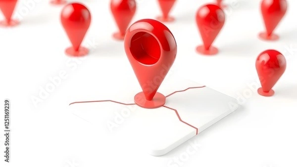 Obraz red map pins on white