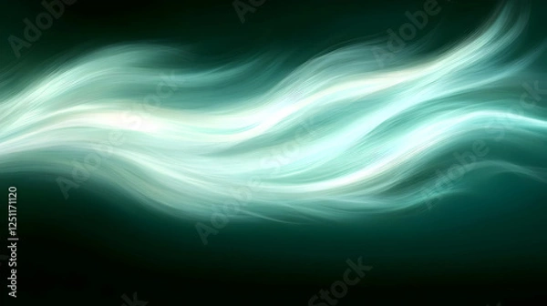 Fototapeta Teal abstract waves, dark background, design element