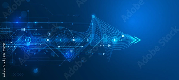 Fototapeta Wektorowa Abstrakcjonistyczna futurystyczna obwód deska, siatki linia, Ilustracyjny wysoki komputer i technologia komunikacyjna na błękitnym koloru tle ,. Zaawansowana technologia cyfrowa, globalna koncepcja mediów społecznościowych