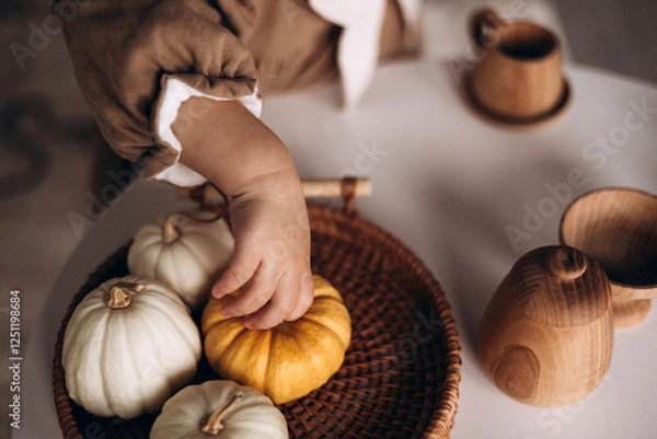 Fototapeta hand holding the pumpkin