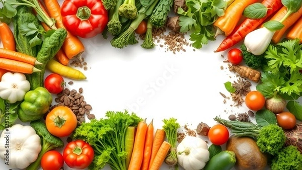 Obraz fresh vegetables on white background