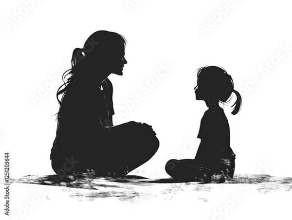 Obraz Mother and daughter silhouette sharing a moment of connection and love