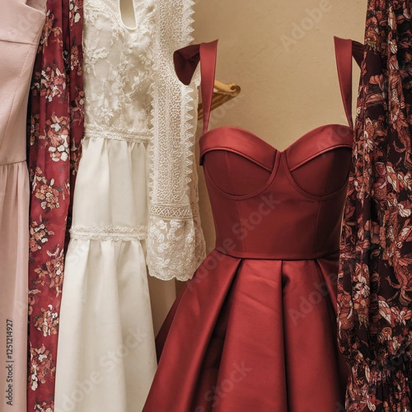 Obraz A dress is a garment worn by women or girls, typically consisting of a bodice and skirt, designed for various occasions. It can be casual, formal, or elegant, offering versatility and style.