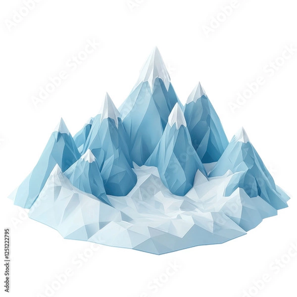 Fototapeta Geometric Representation of Snow-Capped Mountains in 3D Design