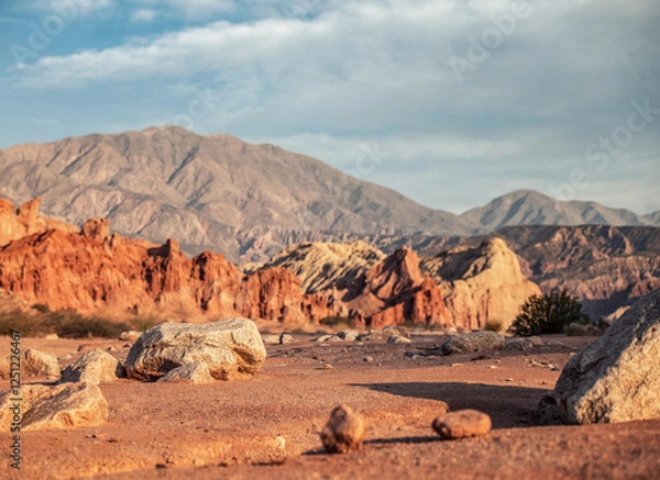 Obraz Red rocks and mountains near Cafayate, quebrada de las conchas