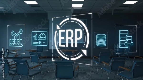 Fototapeta ERP System Implementation in a Modern Office Setting